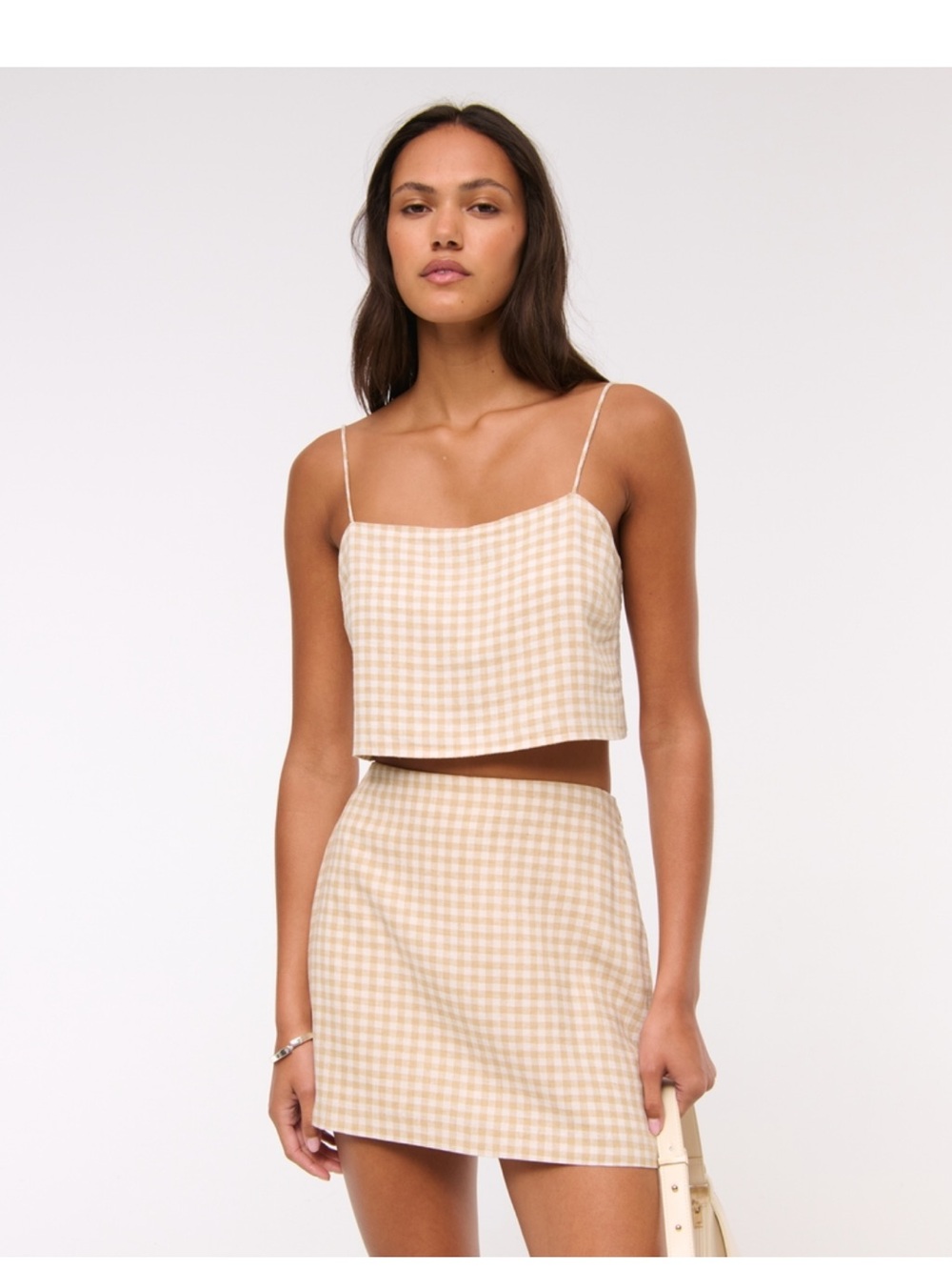 Abercrombie & Fitch Tan Gingham Mini Skort
